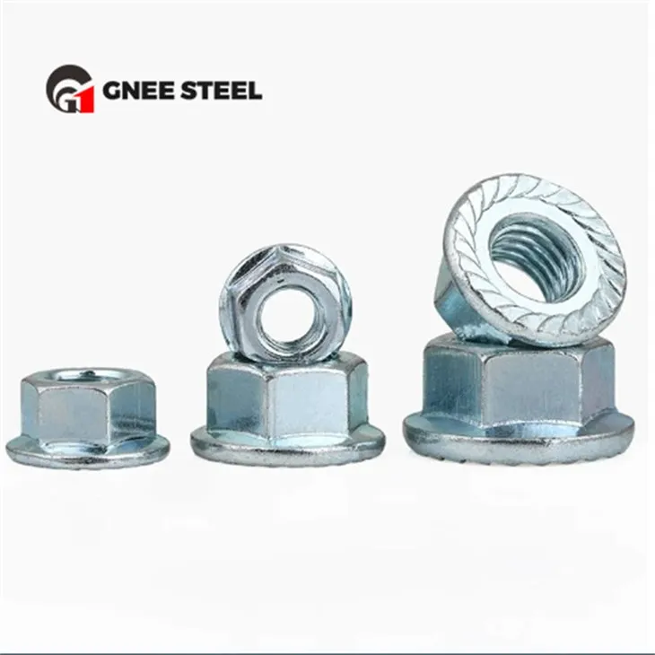 زنک چڑھایا DIN6923 Hex Flange گری دار میوے